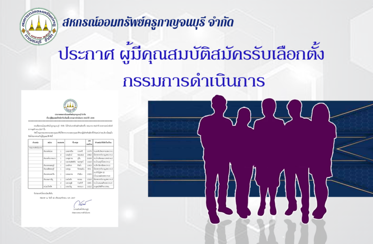 ประกาศผู้มีคุณสมบัติสมัครรับเลือกตั้ง กรรมการดำเนินการ ประจำปี 2568