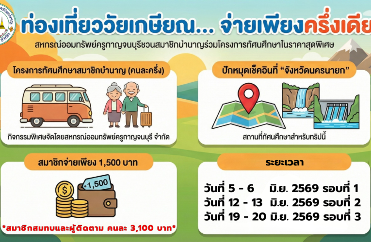 ด่วนน!!! จำนวนจำกัด ทัศนศึกษาสมาชิกบำนาญ 2569